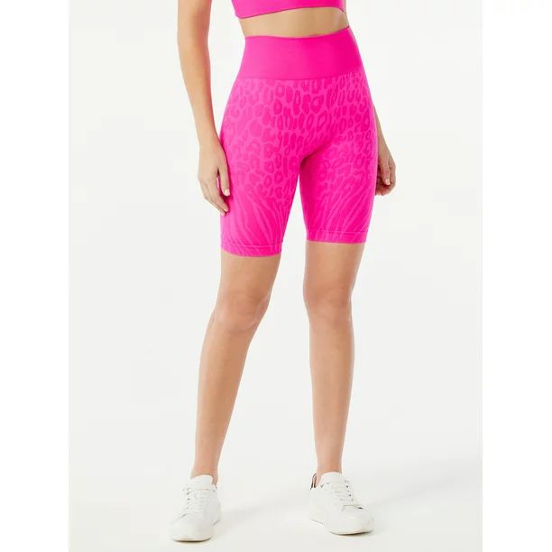 Sofia Active by Sofia Vergara Women's Seamless High Waisted Animal Print Bike Shorts - Walmart.co... | Walmart (US)