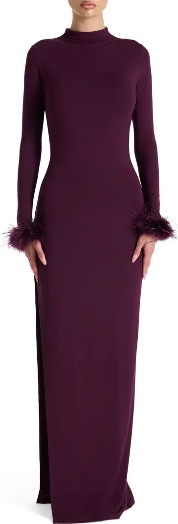 Fine Feathers Long Sleeve Body-Con Maxi Dress | Nordstrom