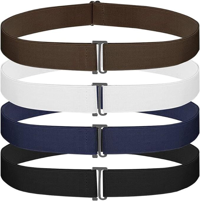LELE LIFE 4 Pack Adjustable Stretch Belt, Invisible Belt with Flat Buckle, No Show Elastic belt f... | Amazon (US)