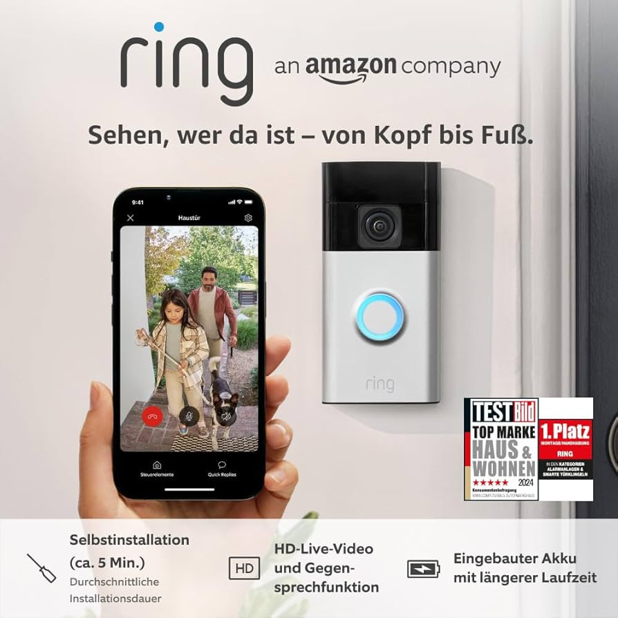 Ring Akku-Videotürklingel (Battery Video Doorbell) (2024) | WLAN-Videotürklingel-Sicherheitskam... | Amazon (DE)