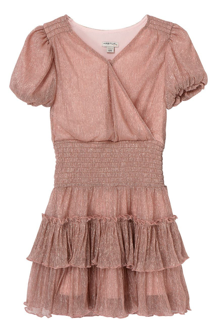 Habitual Girl Kids' Metallic Smocked Tier Dress | Nordstrom | Nordstrom