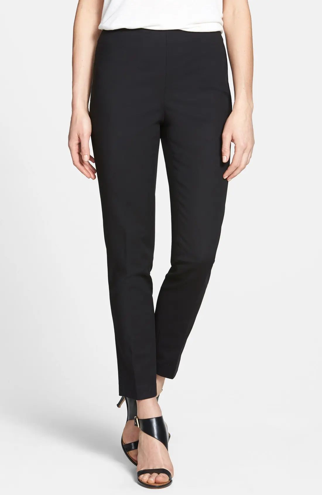 Side Zip Double Weave Stretch Cotton Pants | Nordstrom