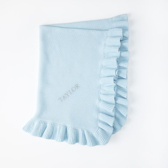 Ruffle Knit Cotton Baby Blanket | Mark and Graham