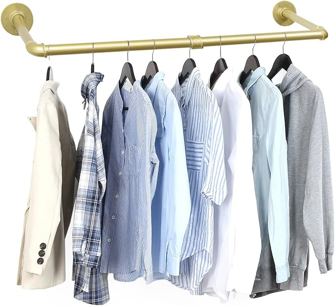 36 inch Gold Industrial Pipe Clothes Rack,Pipe Garment Rack Hanging Rod Bar for Closet Storage,La... | Amazon (US)