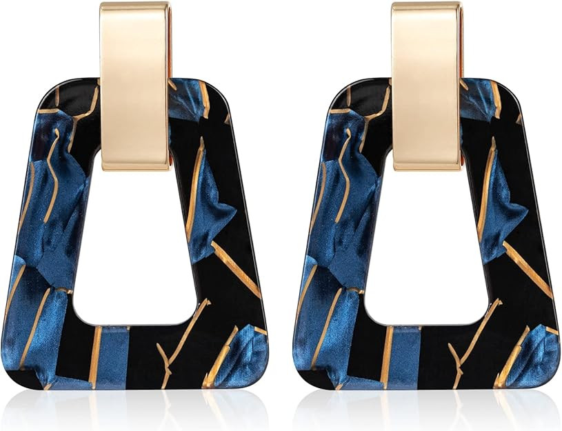 Acrylic Geometric Statement Earrings - Mottled Resin Lightweight Dangle Earrings for Party or Vac... | Amazon (US)