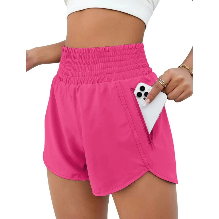 Rosvigor Womens Athletic Shorts High Waisted Running Shorts Gym Workout Shorts with Pockets - Wal... | Walmart (US)
