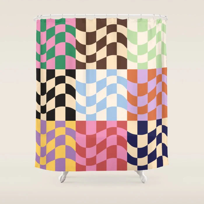 Colorful Checker Patchwork Shower Curtain | Society6