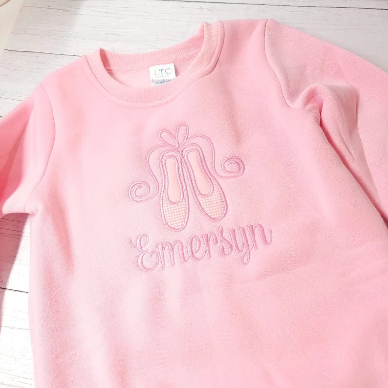 Personalized Girl Sweatshirt Girl Applique Sweater Ballet - Etsy | Etsy (US)