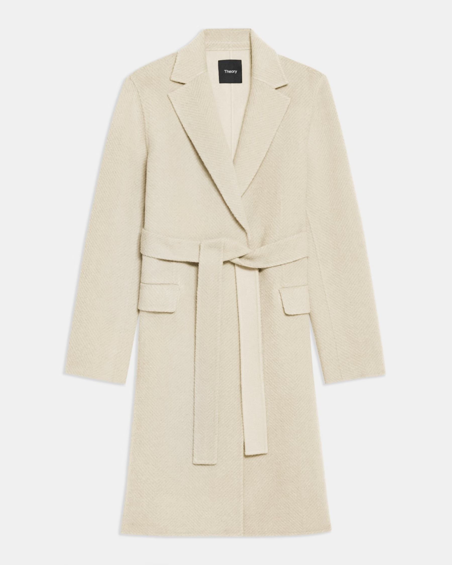 Wrap Coat in Chevron Double-Face Wool | Theory