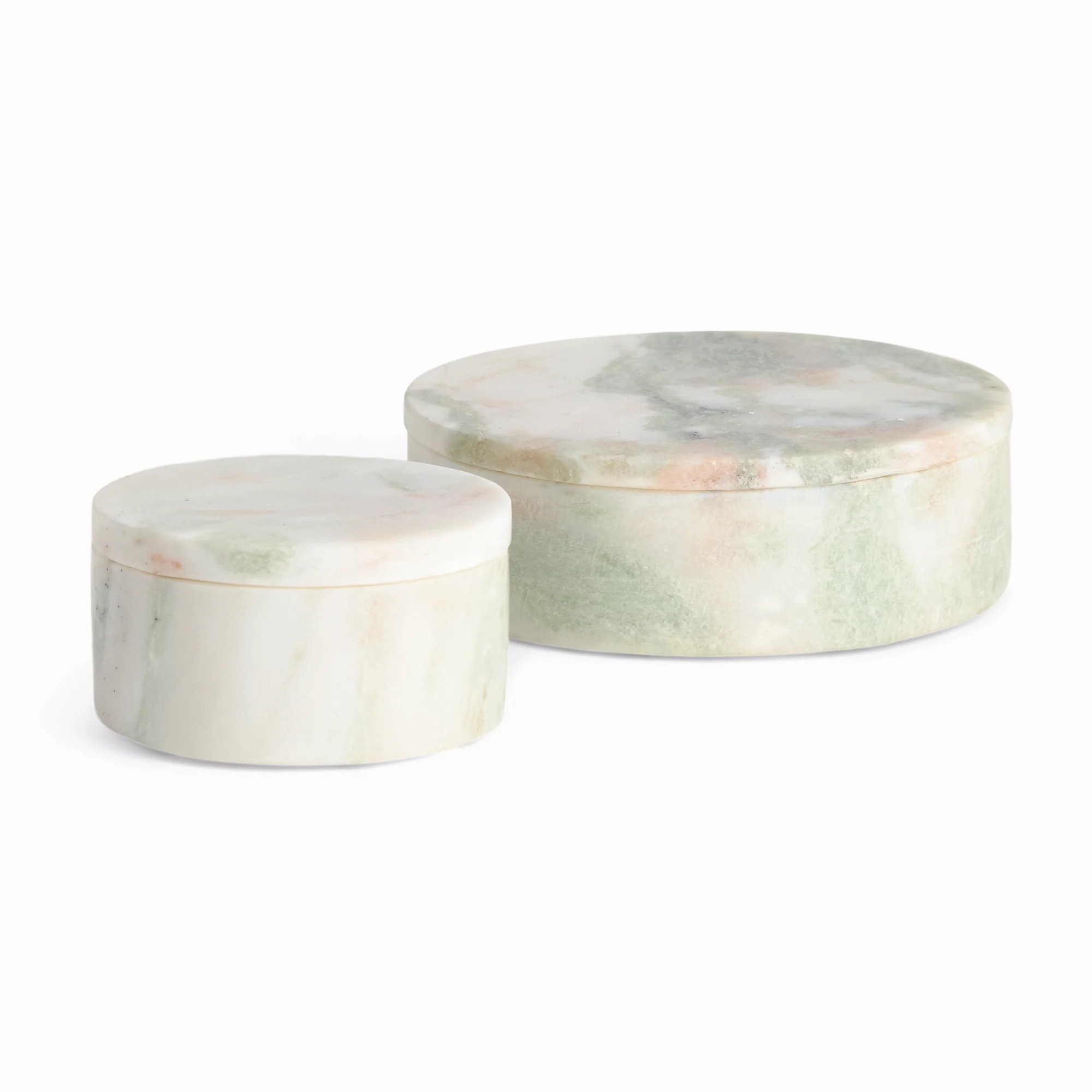 Joanna Marble Round Lidded Boxes, Set of 2 | Gorgeous Living
