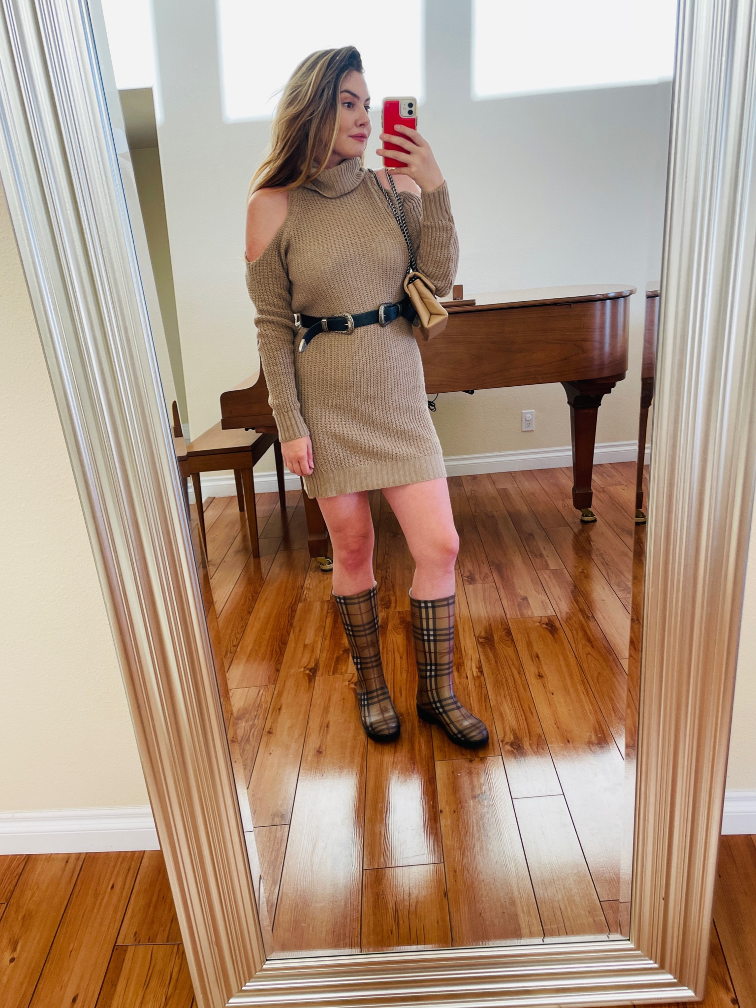 Easy knit sweater dress outfit for fall! Linked a similar one on sale at Revolve right now! Love mine with a western belt and rain boots! 

#LTKsalealert #LTKstyletip #LTKfit
