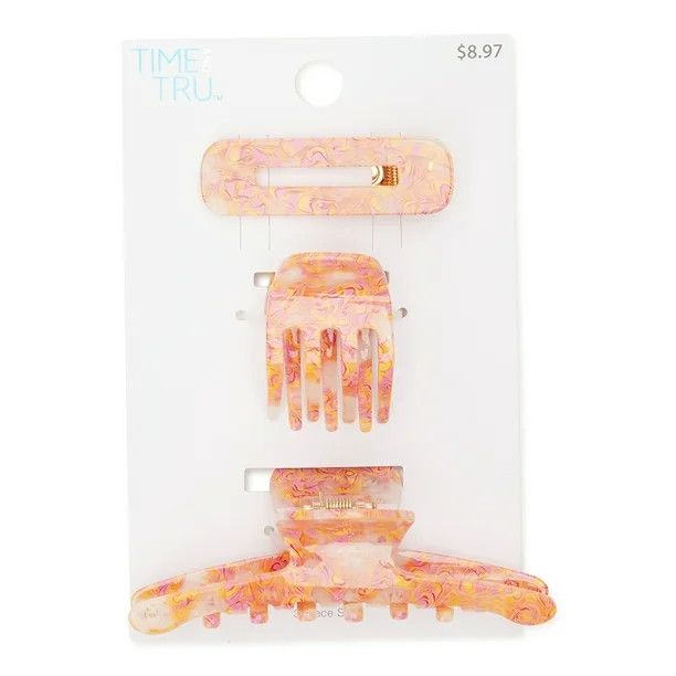Time and Tru Women's Hair Claw Clips, 3-Pack | Walmart (US)