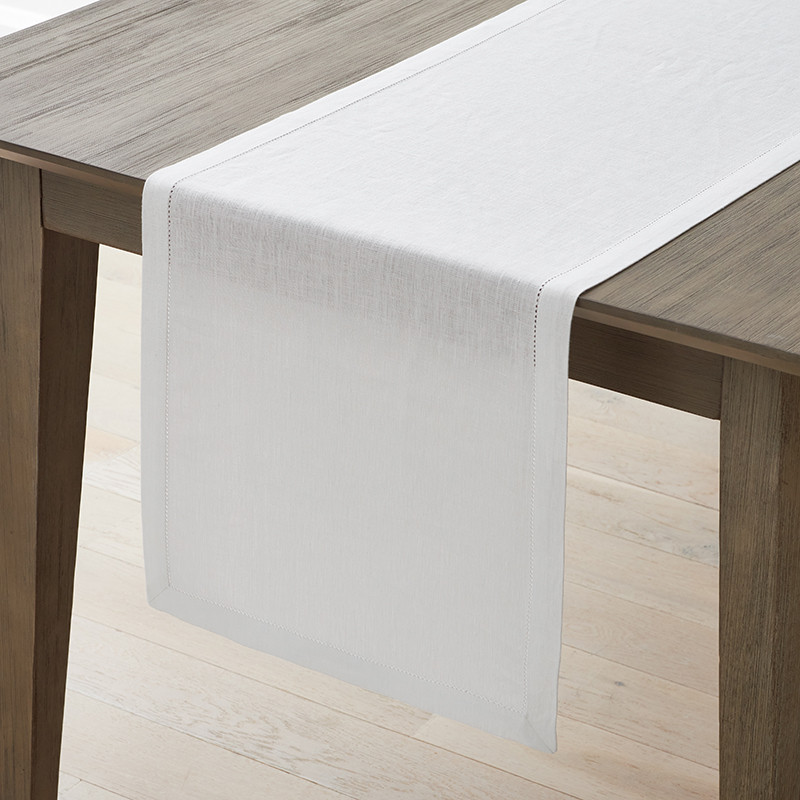 Linen Table Runner - White, Size 16 x 108 | The Company Store | The Company Store