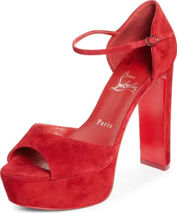 Christian Louboutin Sandaloo Peep-Toe Sandal in Black at Nordstrom, Size 10.5Us | Nordstrom