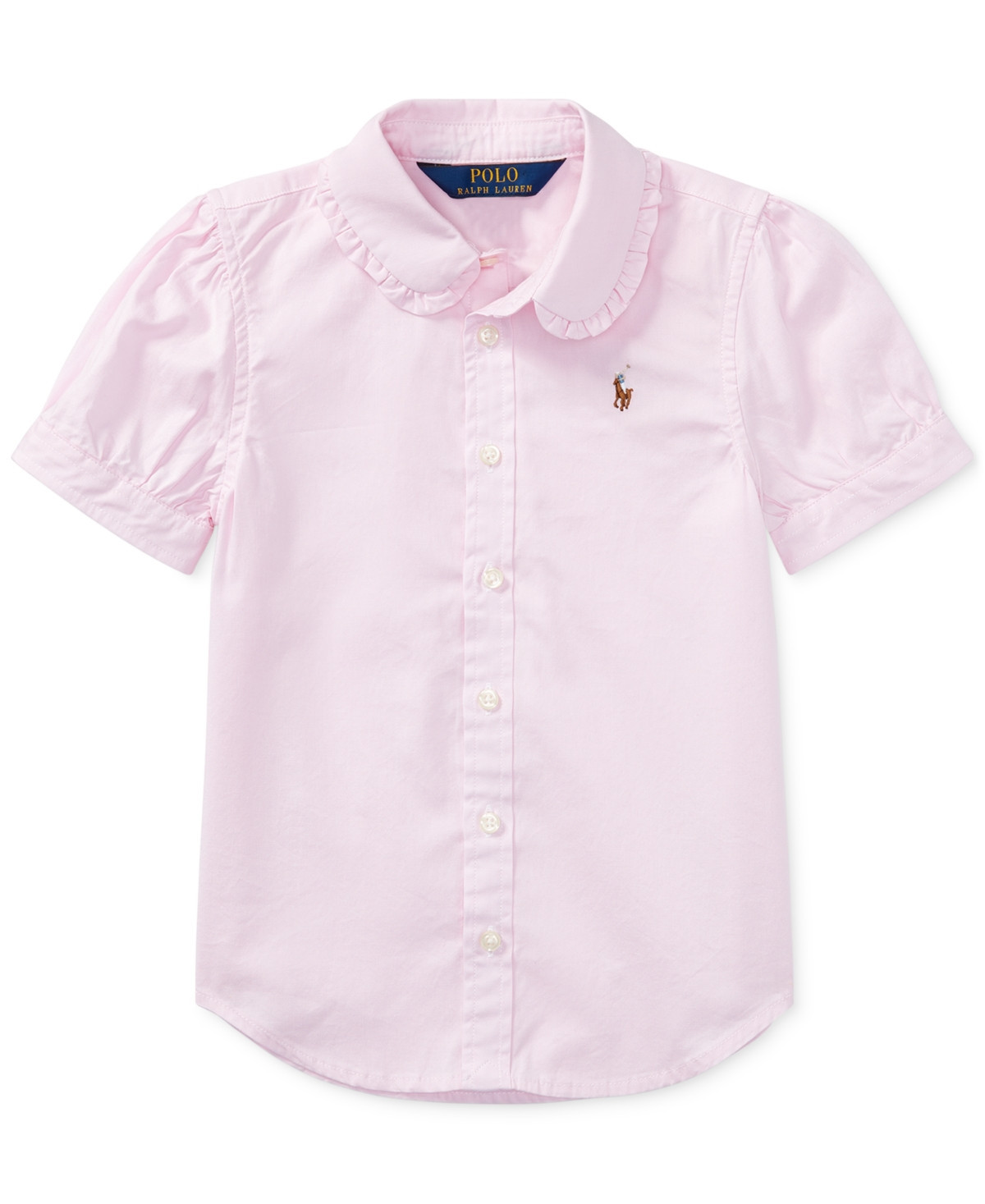 Polo Ralph Lauren Little Girls Short Sleeve Solid Oxford Top - Pink | Macy's
