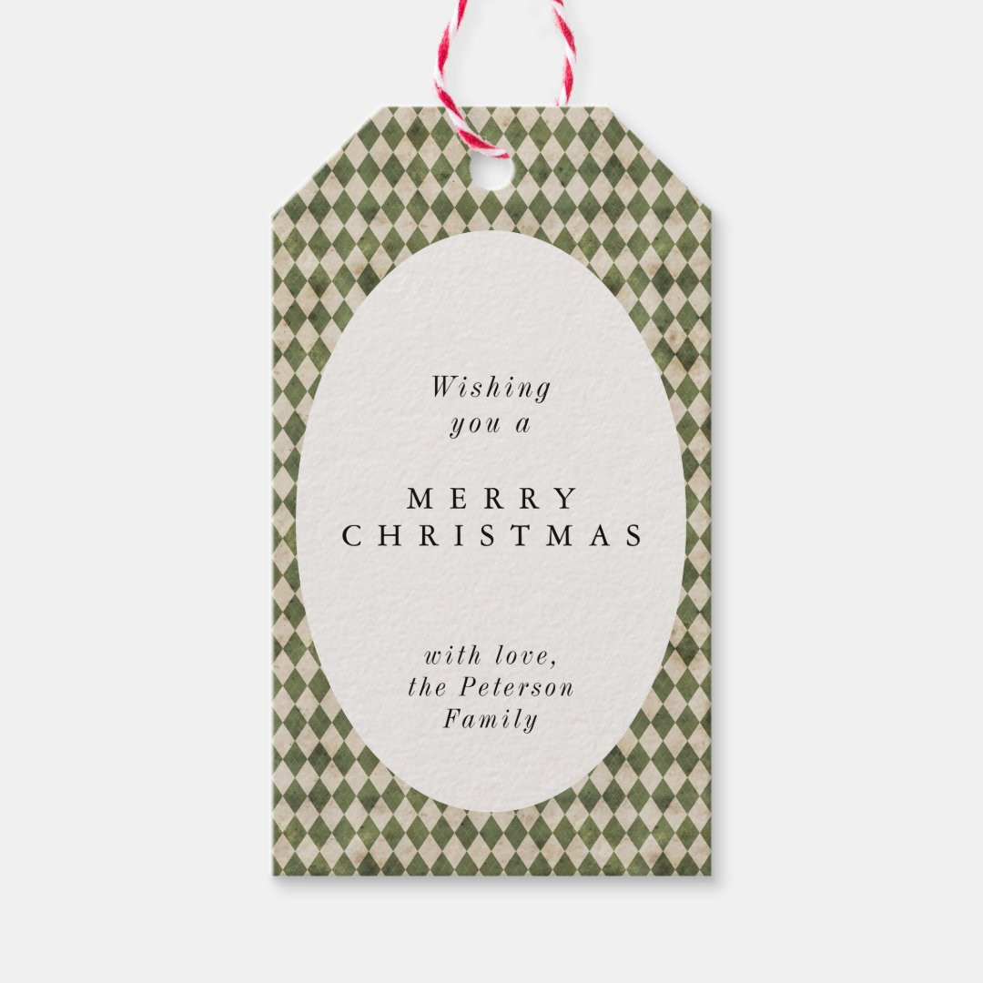 Rustic Green Plaid Christmas Holiday Gift Tags | Zazzle | Zazzle