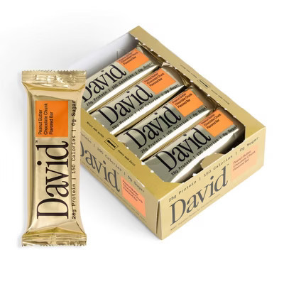David Protein Gold Peanut Butter Chocolate Chunk High Protein Bars - 28g Protein - 12ct: Creamy, Ready to Eat | Target