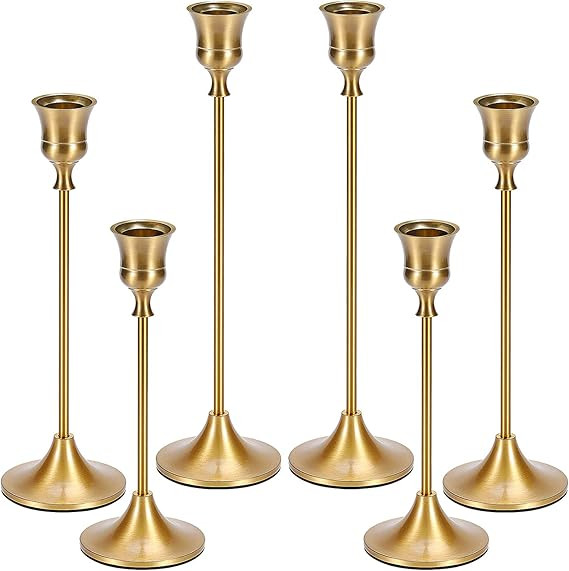 Dianjingjumei Candle Holder Gold Candlestick Holder - Taper Candle Holders Brass Candlestick Hold... | Amazon (US)