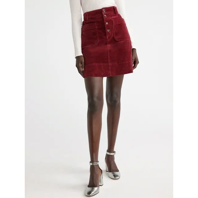 Free Assembly Women's Corduroy Patch Pocket Mini Skirt, Sizes 0-20 | Walmart (US)