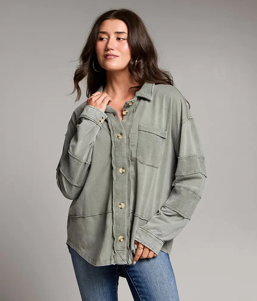 Washed Waffle Knit Shirt | Buckle