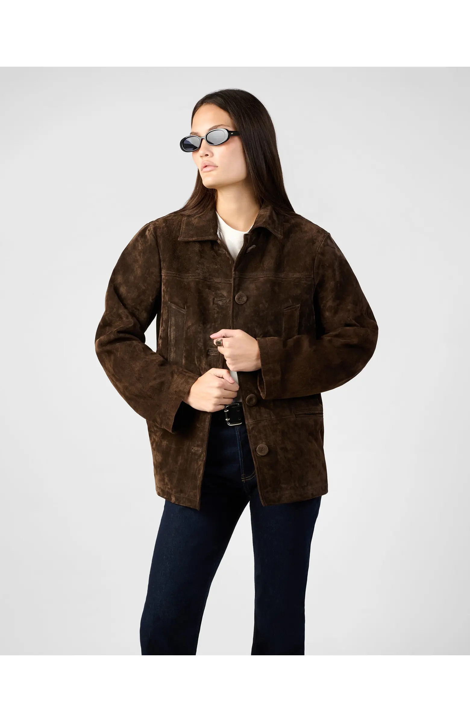 Premium Suede Button Front Jacket | Nordstrom