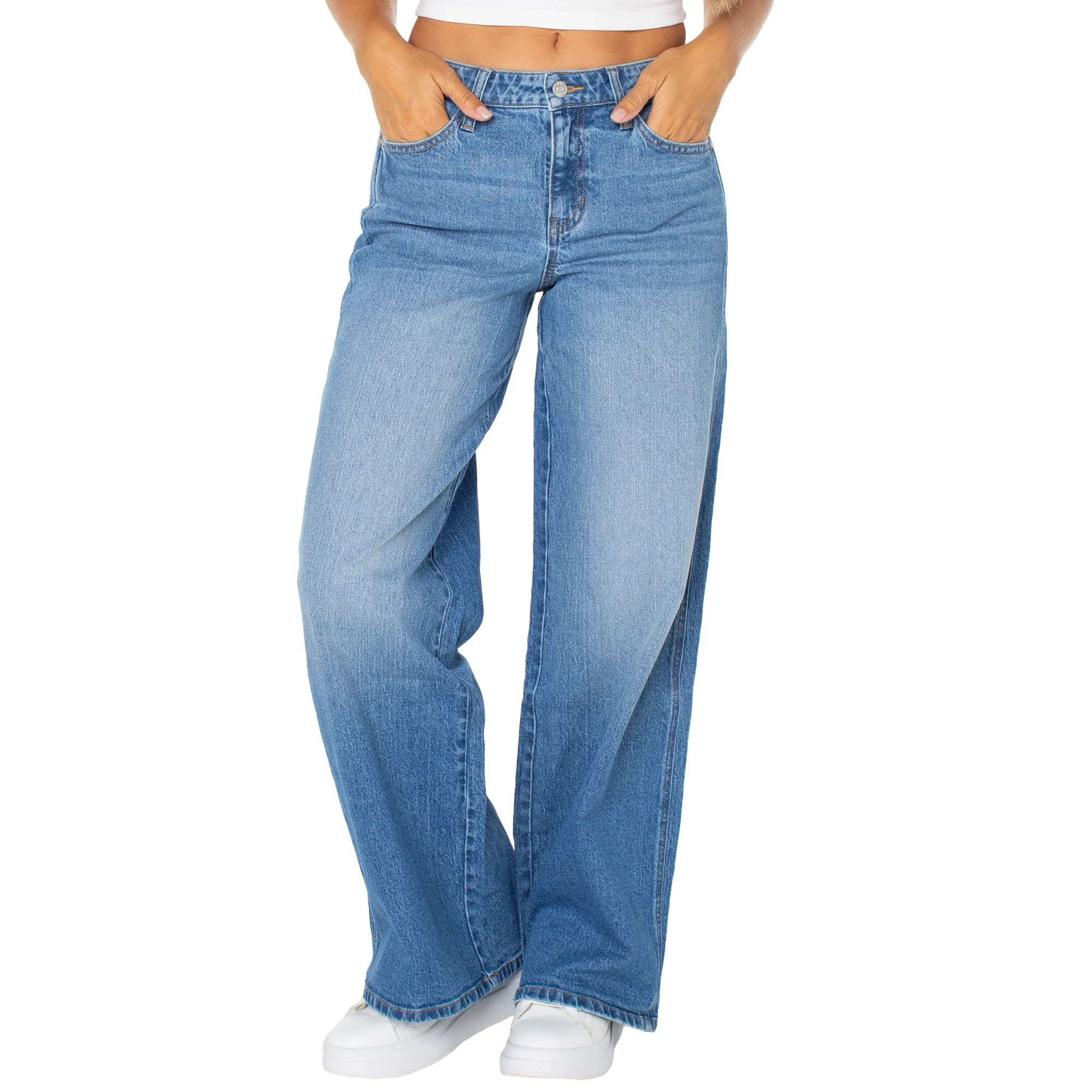 Celebrity Pink Women's and Women's Plus Baggy Wide Leg Jeans, Sizes 1-24 | Walmart (US)