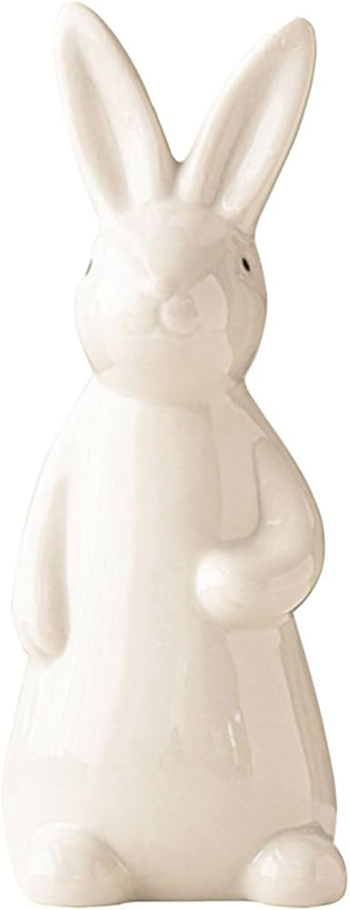 Spring Easter Bunny Figurine Decoration - White Ceramic Rabbit Statue, 7.2 Inches Height, One Pcs... | Amazon (US)