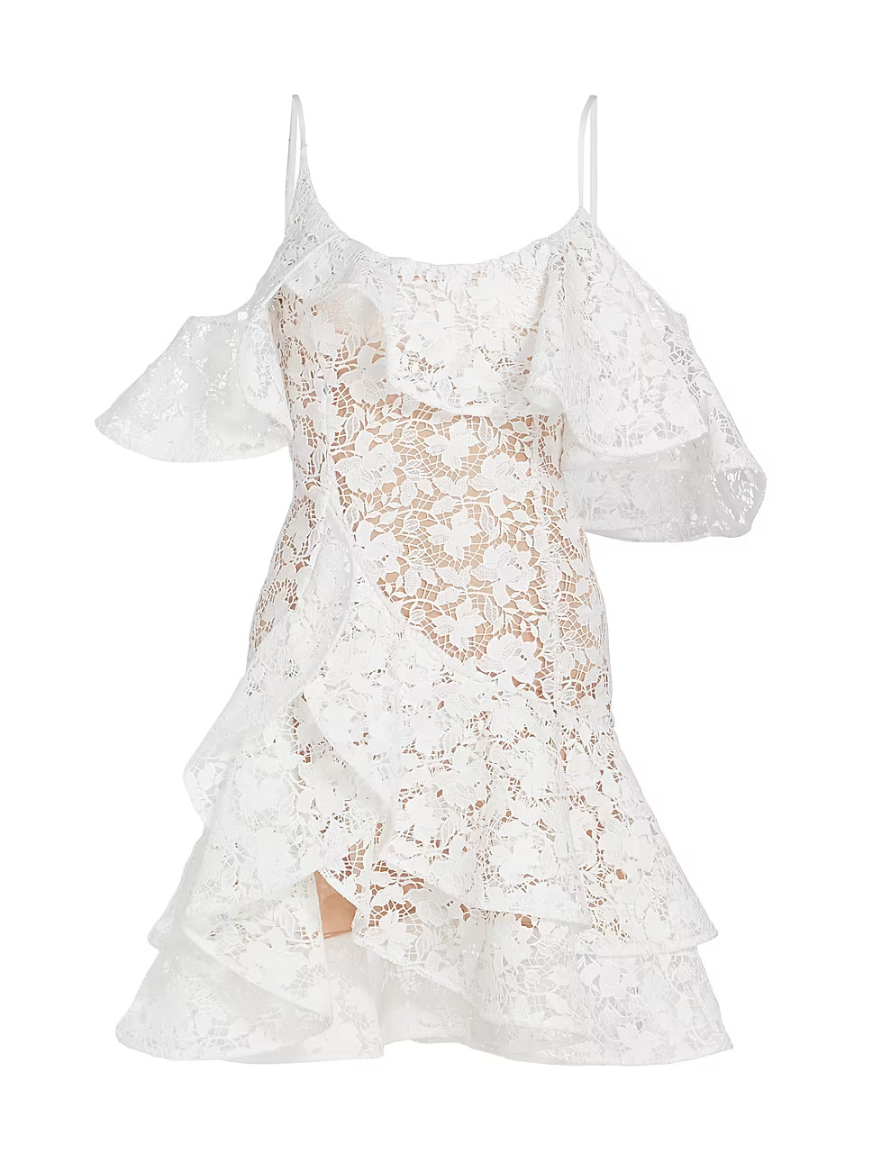 Gardenia Lace Ruffle Minidress | Saks Fifth Avenue