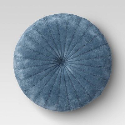 Blue Quilted Velvet Round Pillow  | Target
