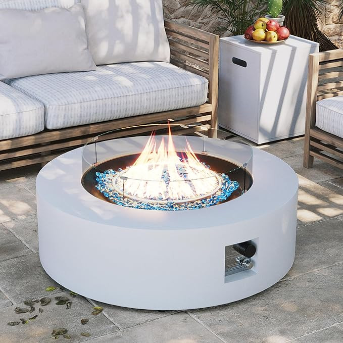 UPHA 42-inch Outdoor Propane Gas Fire Pit Table 50000 BTU Iron Round Firepit for Outside Patio wi... | Amazon (US)