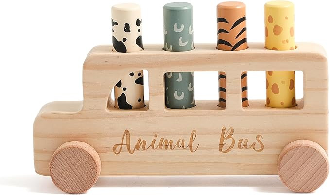 Wooden Pop Up Toys for Babies | STEM Montessori Toys Color Animal Bus for Toddlers | Preschool Le... | Amazon (US)
