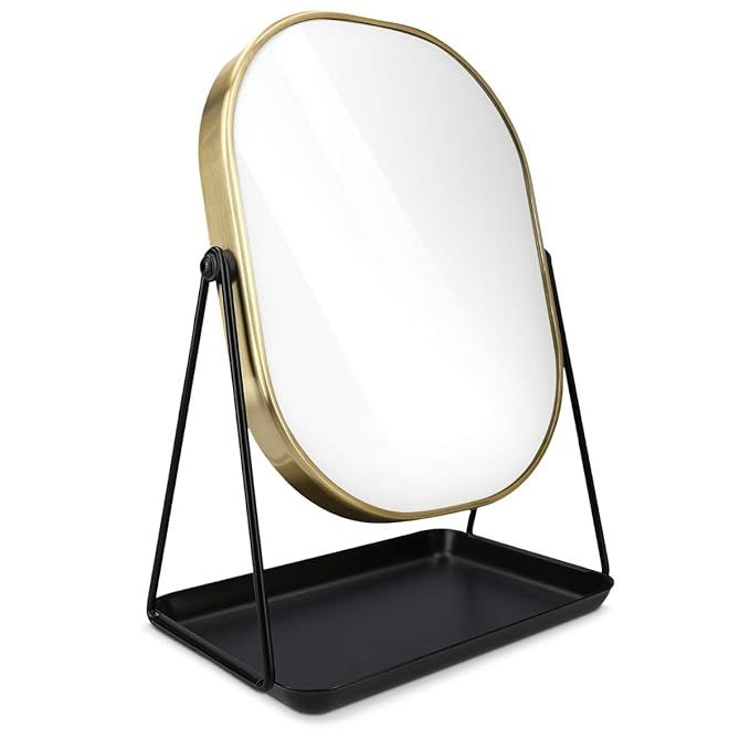 Navaris Vanity Mirror with Tray - Table Top Mirror with Metal Stand and Storage - 7" x 9" Mirror ... | Amazon (US)