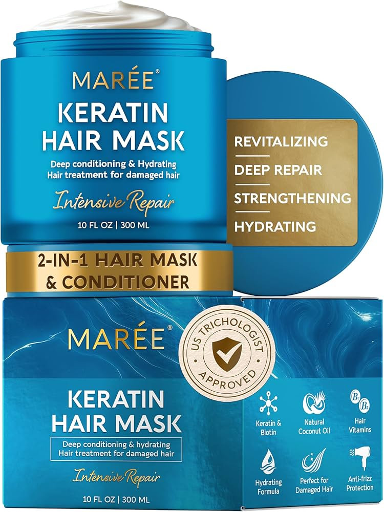 MAREE Deep Conditioning Hair Mask for Damaged Hair Treatment – Keratin Hair Care for Hydrating ... | Amazon (US)