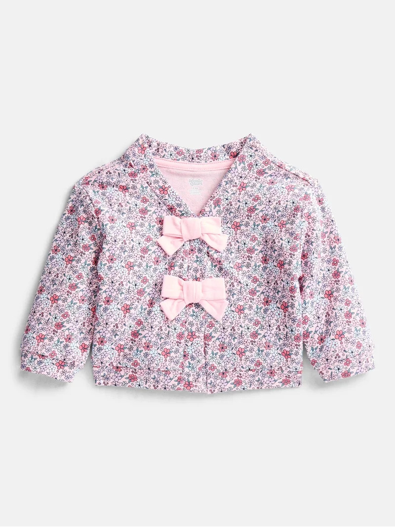 Wonder Nation Baby Girls' Bow Front Cardigan Sweater, Sizes 0M-24M | Walmart (US)