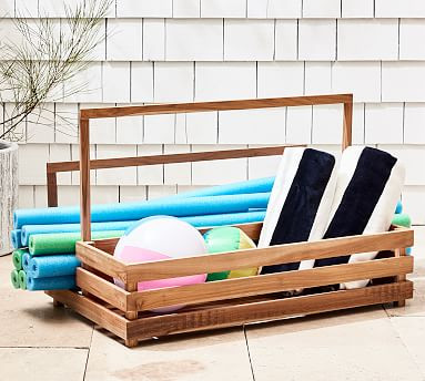 Teak Wood Pool Float Organizer | Pottery Barn (US)