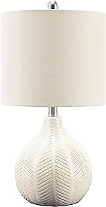 Signature Design by Ashley Rainermen 20" Modern Herringbone Ceramic Table Lamp, Off White | Amazon (US)