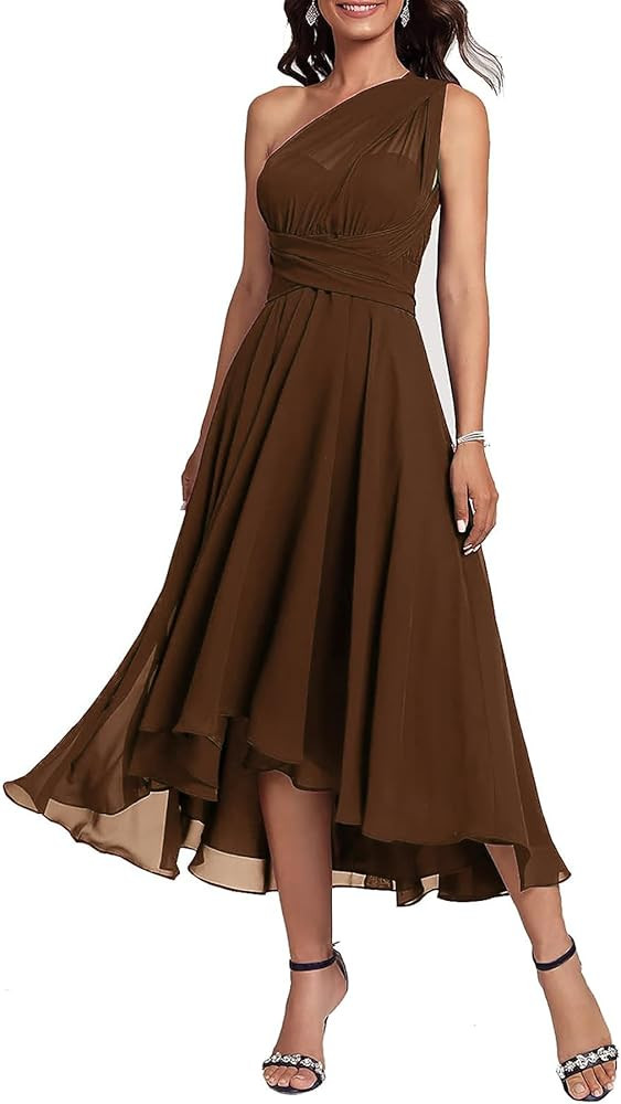 A Line Mother of Bride Dress Mother Of The Groom Dress Brown Midi Dress Brown Dress Midi Dresses | Amazon (US)