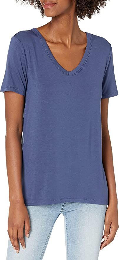 Amazon Essentials Women's Jersey Standard-Fit Short-Sleeve V-Neck T-Shirt | Amazon (US)