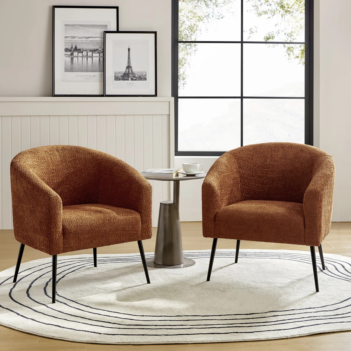 Cadie Upholstered Boucle Barrel Arm Chair (Set of 2) | Wayfair North America
