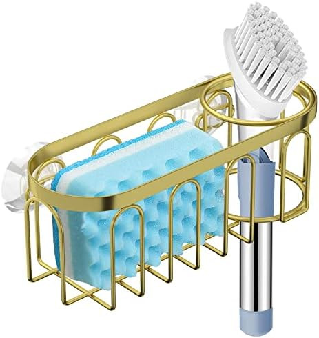 Yazoni 2-in-1 Sponge Holder for Kitchen Sink, Suction Cup Sponge Rack Kitchen Sink Caddy, No Drill R | Amazon (US)