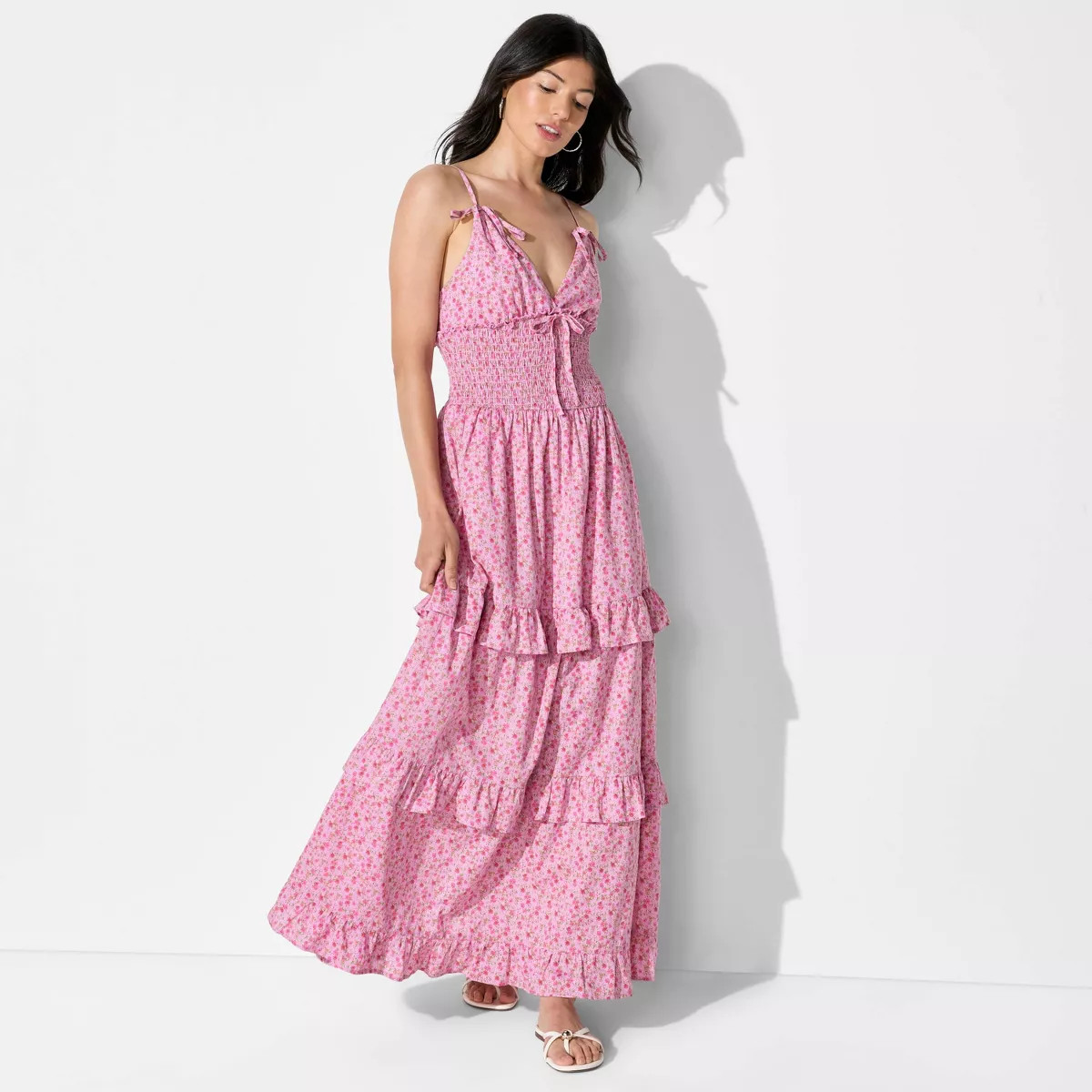 Women's Smocked Maxi A-Line Dress - Wild Fable™ Pink Floral | Target