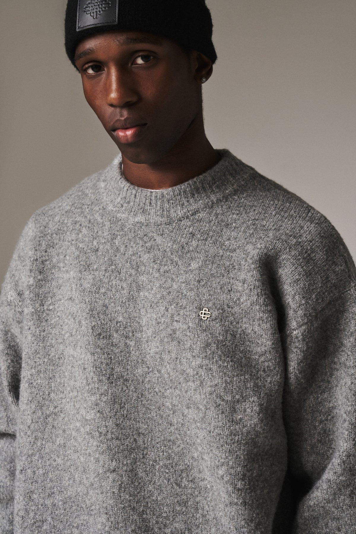 COPYRIGHT BRUSHED KNIT JUMPER - GREY MARL | The Couture Club