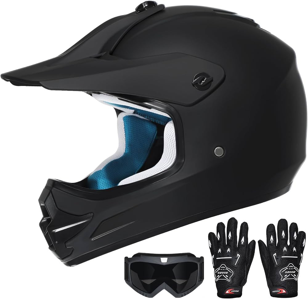 Youth Dirt Bike Helmet DOT Approved, Kids Motocross Full Face Helmet with Adjustable Goggles Ridi... | Amazon (US)