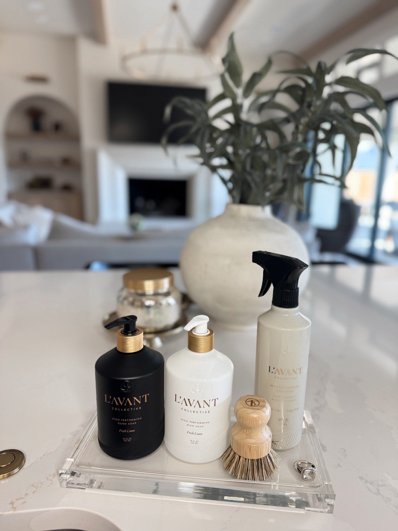 Fancy up your kitchen sink with this beautiful dish / hand soap combo set 
Lucite tray and scrub brush to tie it all in. Home decor 


#LTKmomlife #LTKHome #LTKdayinmylife