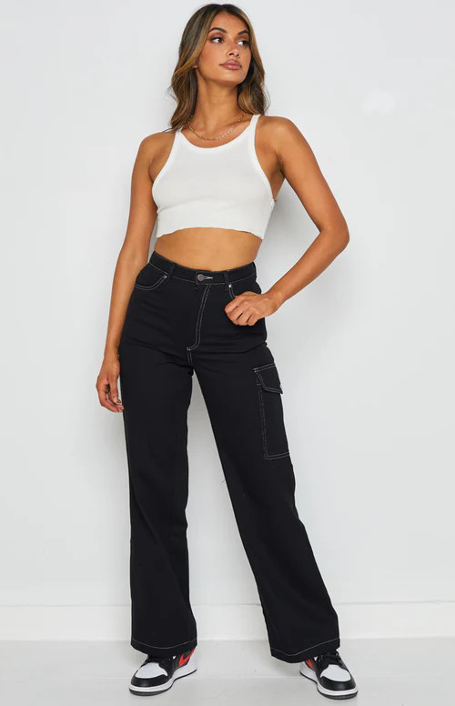 Lolita Black Contrast Jeans | Beginning Boutique (AU)