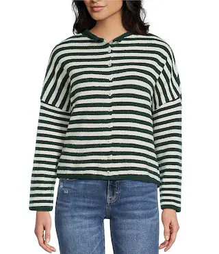 Piper Striped Button-Front Cardigan | Dillard's