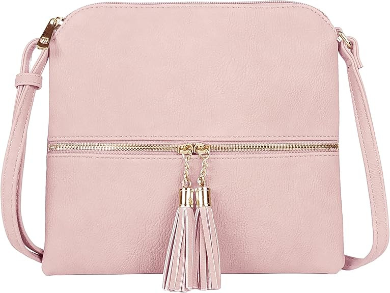 SG SUGU Lightweight Medium Crossbody Bag Shoulder Bag with Tassel and Zipper Pocket | Amazon (US)
