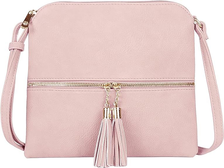 SG SUGU Lightweight Medium Crossbody Bag Shoulder Bag with Tassel and Zipper Pocket | Amazon (US)