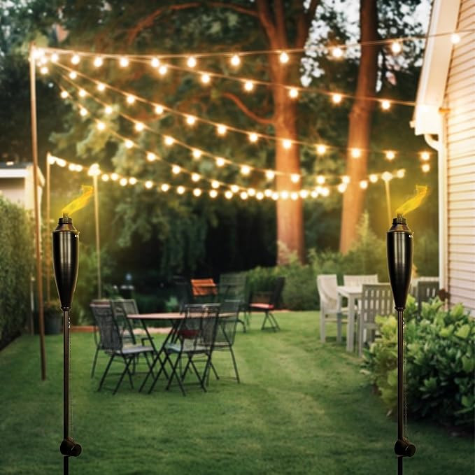 Garden Torches for Outside - Deco Home Pack of 4 Metal Garden Torches Citronella for Outdoor Ambi... | Amazon (US)