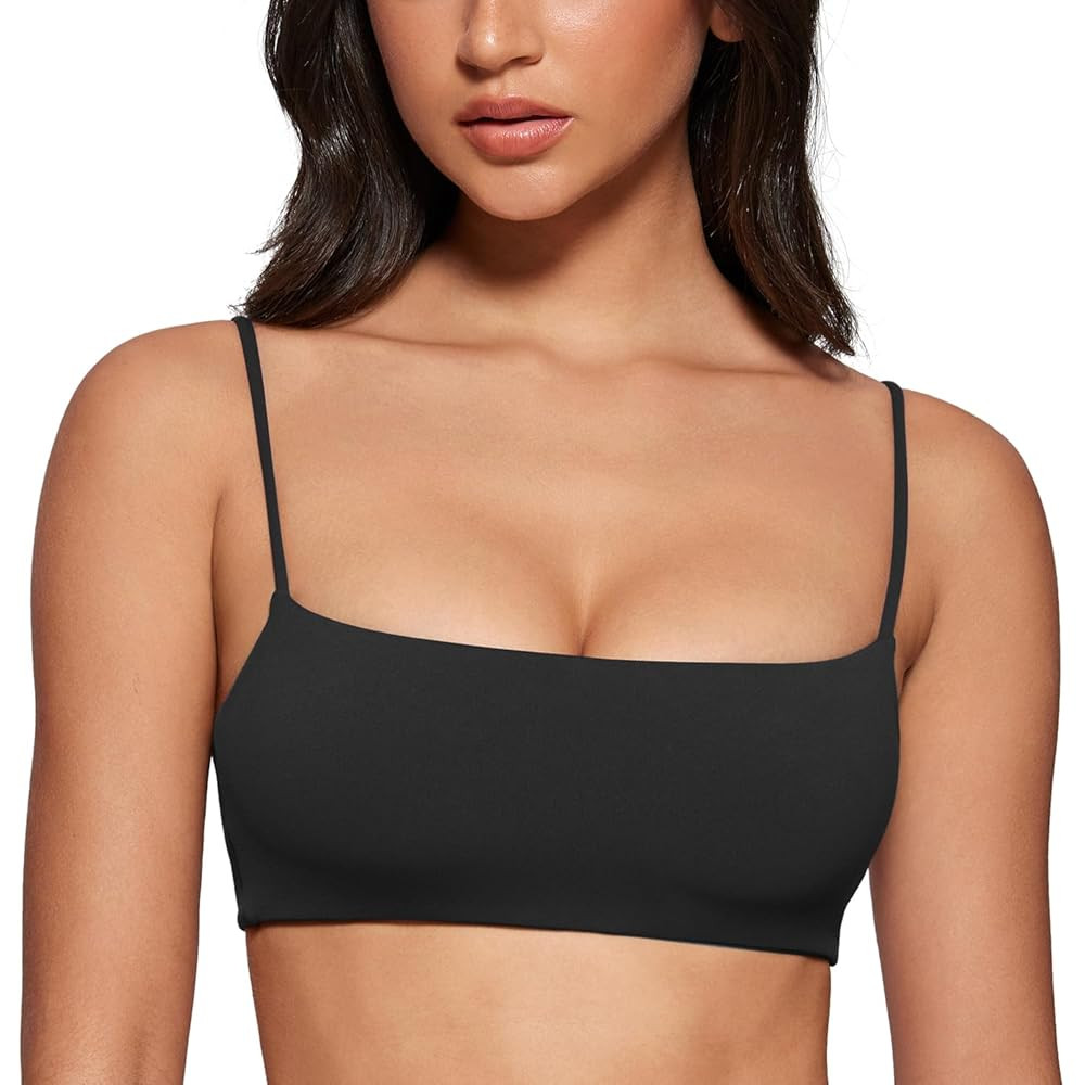 Women's Square Neck Sports Bra Spaghetti Strap Padded Cami Yoga Wireless Square Back Workout Bra ... | Amazon (US)